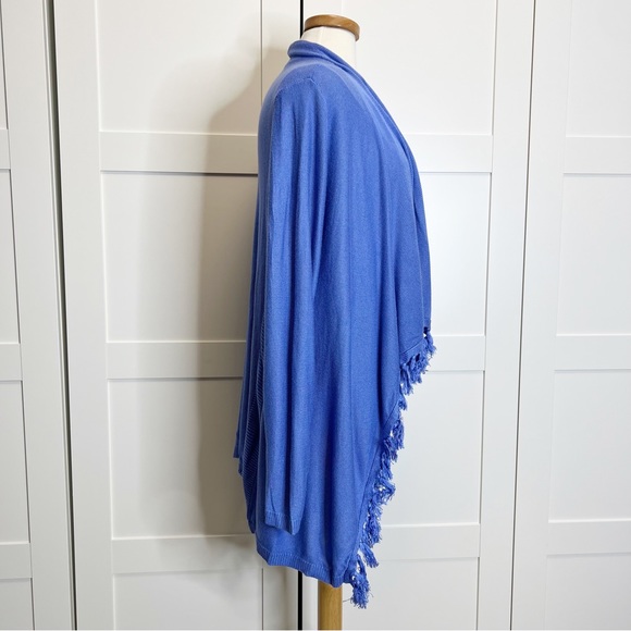 Duffield Lane Ashley Tassel Sweater Cardigan Iris Large New - Picture 2 of 6